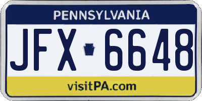 PA license plate JFX6648