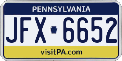 PA license plate JFX6652