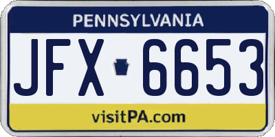 PA license plate JFX6653