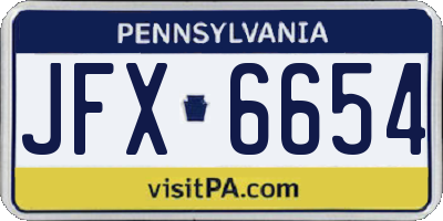 PA license plate JFX6654
