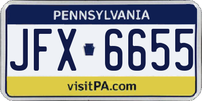 PA license plate JFX6655