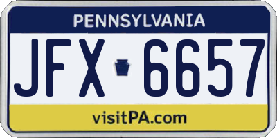 PA license plate JFX6657