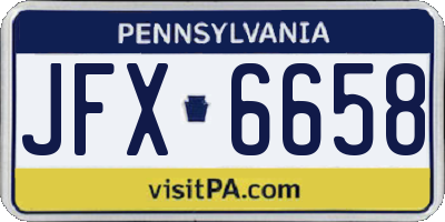 PA license plate JFX6658