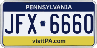 PA license plate JFX6660