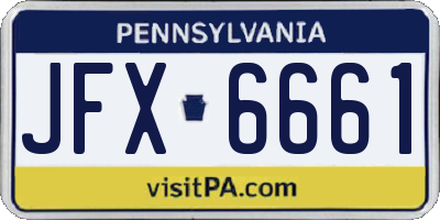 PA license plate JFX6661