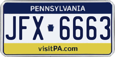 PA license plate JFX6663