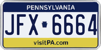 PA license plate JFX6664