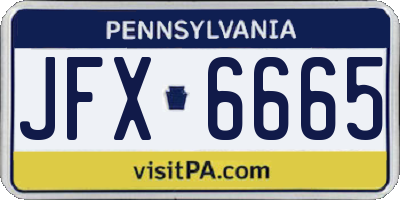 PA license plate JFX6665
