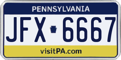 PA license plate JFX6667