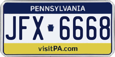 PA license plate JFX6668
