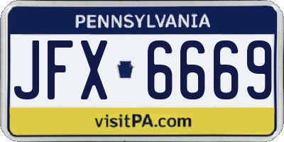 PA license plate JFX6669