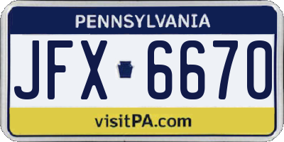 PA license plate JFX6670
