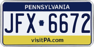 PA license plate JFX6672