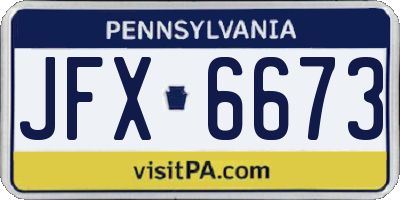 PA license plate JFX6673