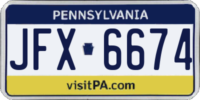 PA license plate JFX6674
