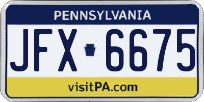 PA license plate JFX6675