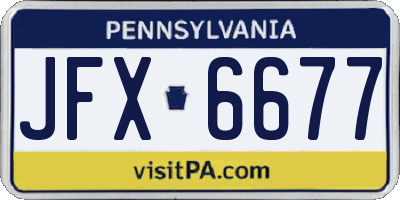 PA license plate JFX6677