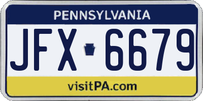 PA license plate JFX6679
