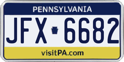 PA license plate JFX6682