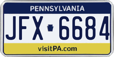 PA license plate JFX6684