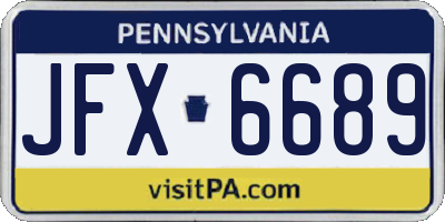 PA license plate JFX6689