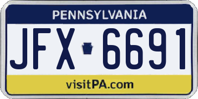 PA license plate JFX6691