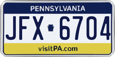 PA license plate JFX6704