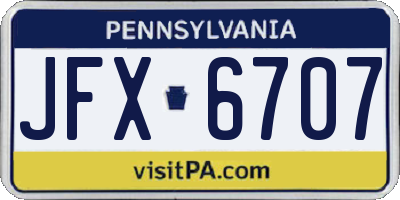 PA license plate JFX6707