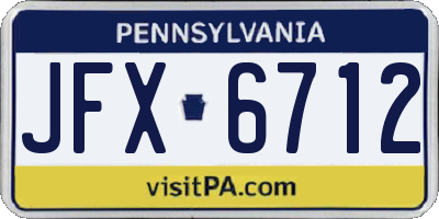 PA license plate JFX6712