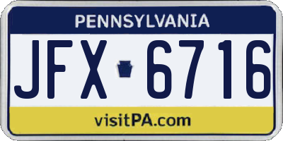 PA license plate JFX6716
