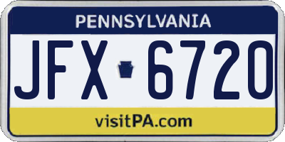 PA license plate JFX6720