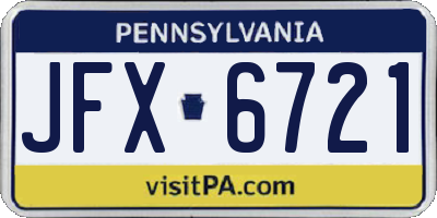 PA license plate JFX6721