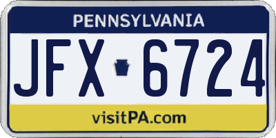 PA license plate JFX6724