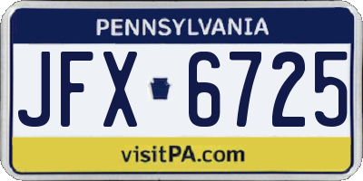 PA license plate JFX6725