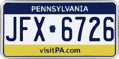 PA license plate JFX6726