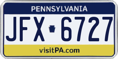 PA license plate JFX6727