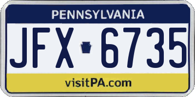 PA license plate JFX6735