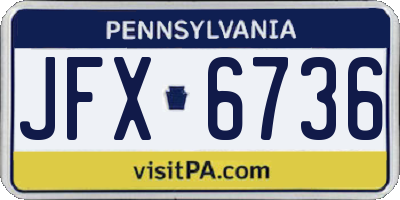 PA license plate JFX6736