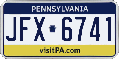 PA license plate JFX6741