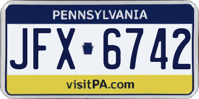 PA license plate JFX6742