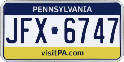 PA license plate JFX6747