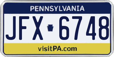 PA license plate JFX6748