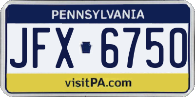 PA license plate JFX6750