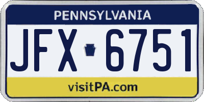 PA license plate JFX6751