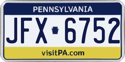 PA license plate JFX6752