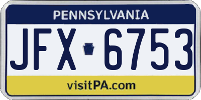 PA license plate JFX6753