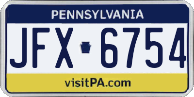 PA license plate JFX6754
