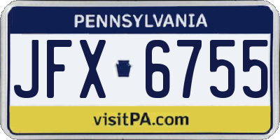 PA license plate JFX6755