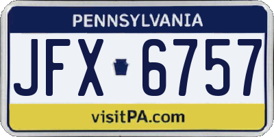 PA license plate JFX6757