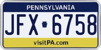 PA license plate JFX6758